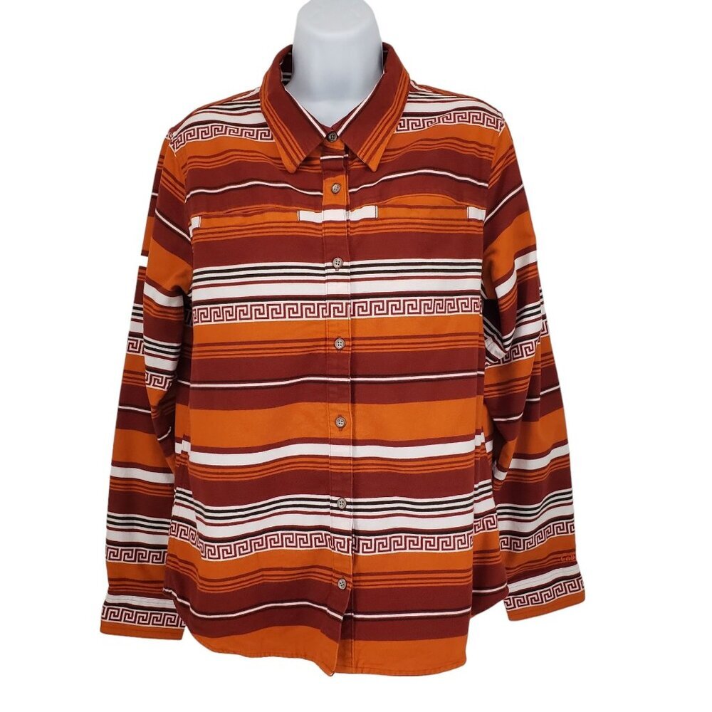 Cabela's Womens M Flannel Shirt Southwestern Ranch Country Button Down Cotton